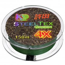 Шнур плетеный Kyoda SteelTex green 4X d-0,28 мм L-150 м, цвет зеленый, разрывная нагрузка 16,00 кг