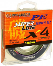 Леска плетеная Kosadaka Super PE X4 dark green 0.10 150м
