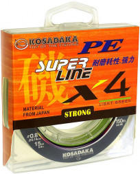 Леска плетеная Kosadaka Super PE X4 light green 0.30 150м
