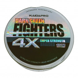 Плетенка Kaida Pro FIGHTERS X4 Dark Green зеленый 100м 0,12 мм