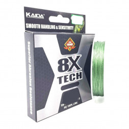 Плетеный шнур Kaida 8X TECH GREEN темно зеленая 150м 0,1 мм