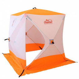 Палатка зимняя куб СЛЕДОПЫТ 2,1 х2,1 м, Oxford 210D PU 1000, 4-местная ,цв. бело-оранж.