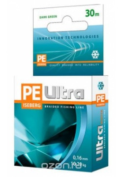 фото Леска-шнур aqua pe ultra iсeberg 30м*0.16мм темно-зеленая