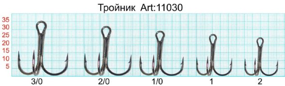 Крючок-тройник FISH SEASON с кругл. поддевом №1/0 Red 5шт 11030R-0051F