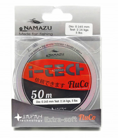 Леска Namazu I-Tech Fluco, L-50 м, d-0,286 мм test-6,01 кг, прозрачная