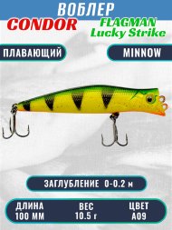 Воблер Condor Lucky Strike Flagman плавающий размер 100 мм вес 10,5 г заглубление 0-0,2 м цвет A09