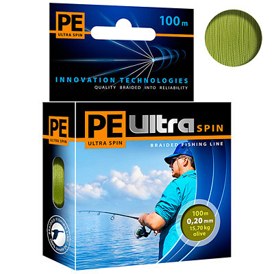 Леска плет. AQUA Pe Ultra Spin olive 0.20мм 100м