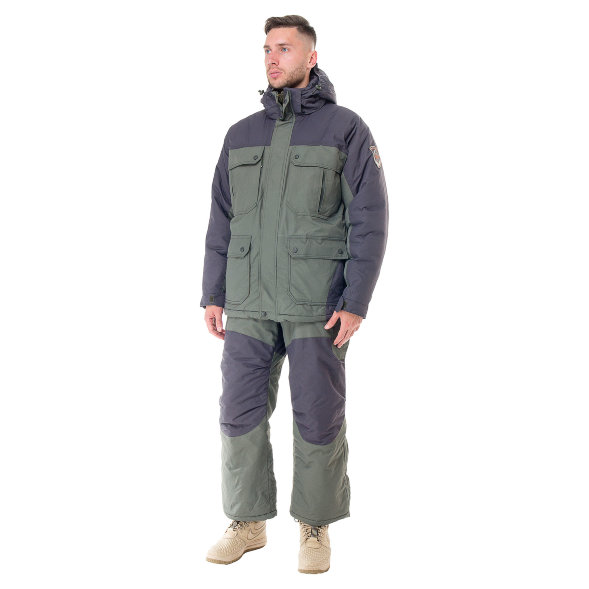 Костюм зимний Huntsman Канада хаки/графит тк. Оксланд р.60-62/182-188