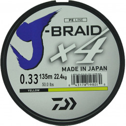 Леска плет. DAIWA J-Braid X4 Yellow 0.33 135м
