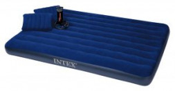 Кровать (Intex) Classic Downy 152*203*22см флок, синий,2 подушки,насос 68765