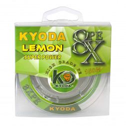 Шнур плетеный KYODA lemon 8X PE d-0,14 мм L-150 м, цвет лимонный, разрывная нагрузка 6.3 кг