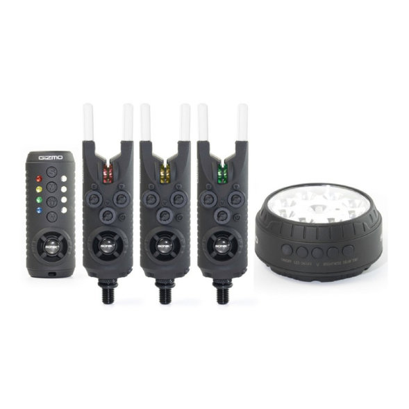 Комплект сигнализаторов с пейджером и лампой Sonik GIZMO 3+1 Set Red, Yellow, Green + Bivvy Lamp HC