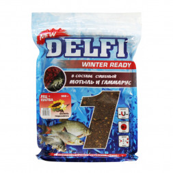 Прикормка DELFI зимняя ICE Ready увлажненная лещ + плотва; ваниль + подсолнух, коричневая, 500 г