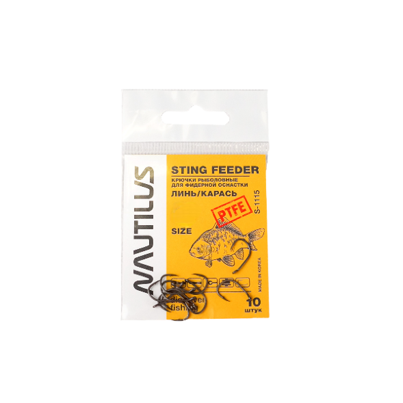 Крючок Nautilus Sting Feeder Линь/Карась S-1115PTFE №10 10 шт.